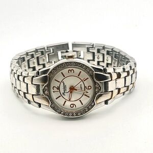 Vintage Precision by Gruen Watch Womens Classic Two Tone Crystals New Battery